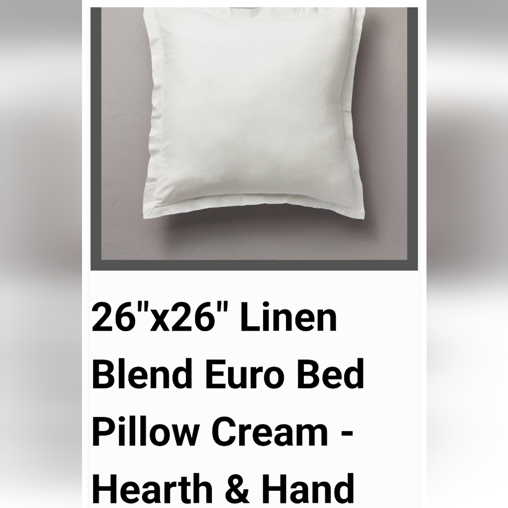 Hearth & Hand Cream Linen Blend Euro Pillow
